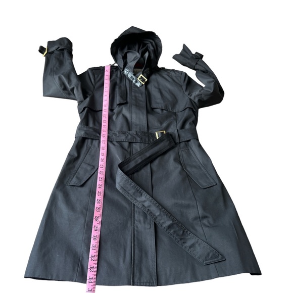 Cole Haan Signature Women’s Black Trench Coat Mid Length Removable Hood, Small - Picture 11 of 11